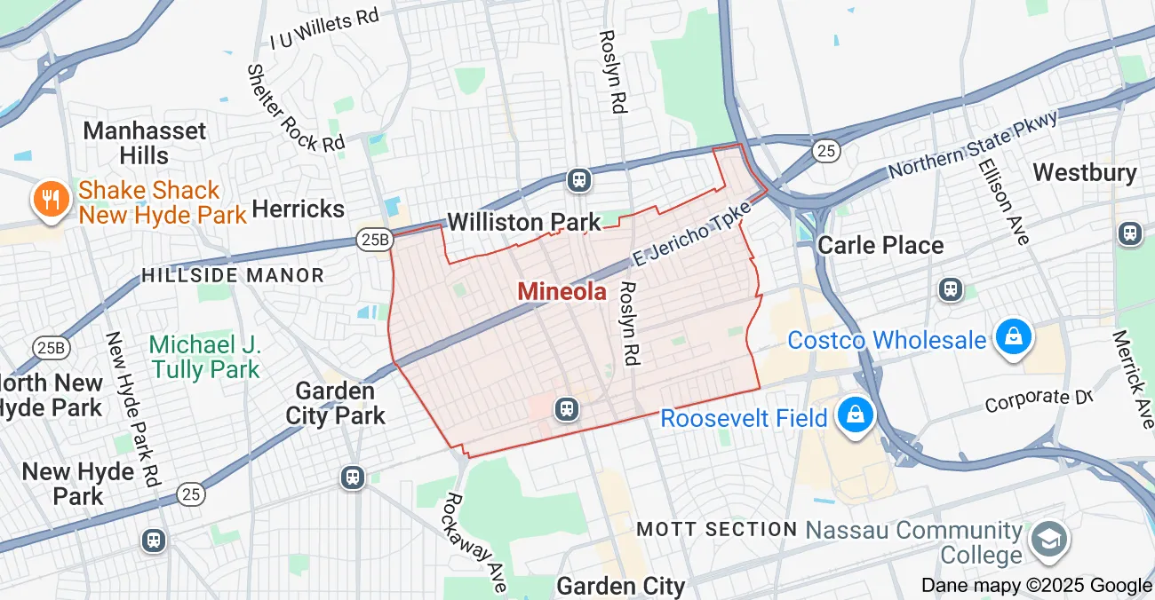 Service area map showing Flat Rate Bin garbage bin rental coverage in Mineola Mississauga